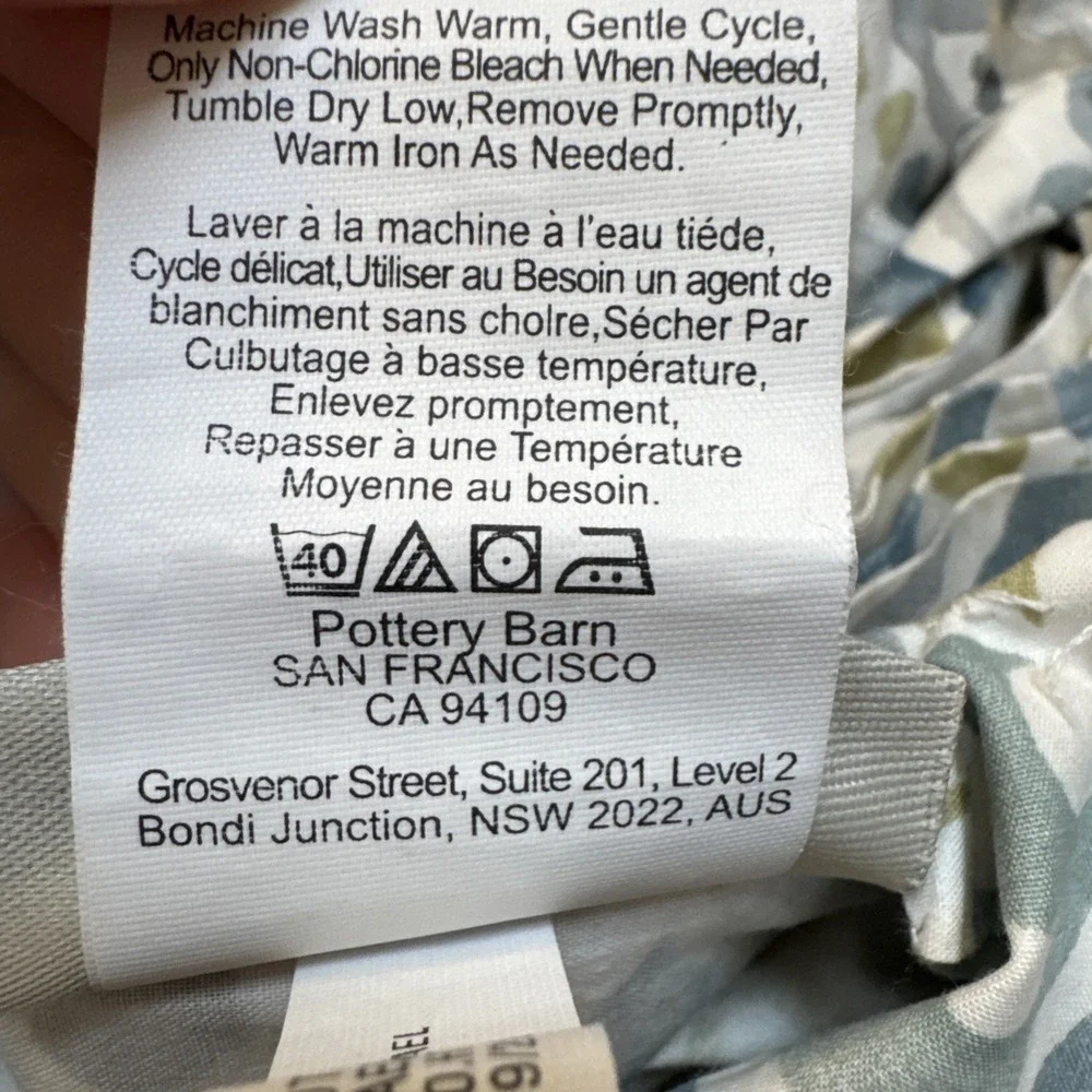 Pottery Barn  Jessie Scroll Full Queen Duvet Green And Blue